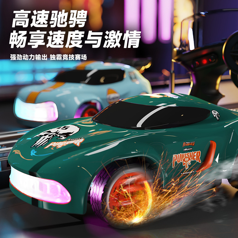 跨境迷你RC桌面四驱漂移车1:64遥控高速赛车炫酷灯光高级玩具车