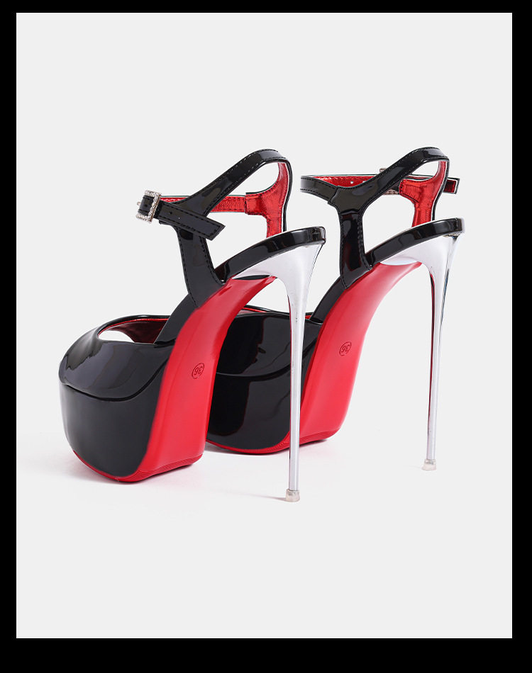 Sandal nữ gót siêu cao 14 cm hở mũi quai ngang phong cách Âu Mỹ — Màu be, màu đen chi tiết 15