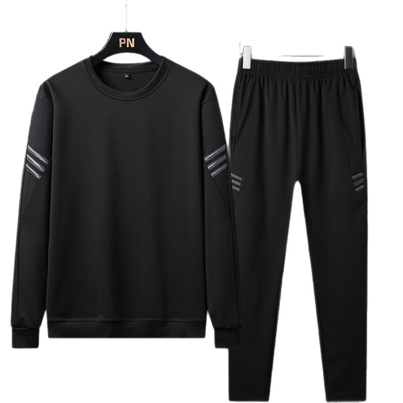 Primavera y otoño traje casual de otoño para hombres incluso camisa de cuello redondo ropa deportiva de moda de primavera y otoño abrigo de tamaño grande