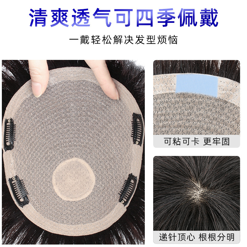 男性のかつらのショートヘアの質感の金は髪の上で白髪の増発量を遮ります。|undefined