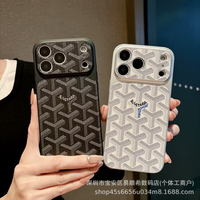 Big Brand Dog Tooth Design Instantly Transforms into an Apple 17 Pro Max Phone Case, Compatible with 16/15/14/13, Full-Cover Leather Anti-Drop Protective Case