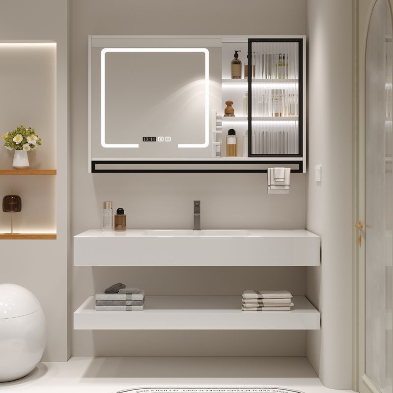 Double-Layer Seamless Slate Ceramic Integrated Bathroom Cabinet Bathroom Sink Washbasin Cabinet Integrated Combination