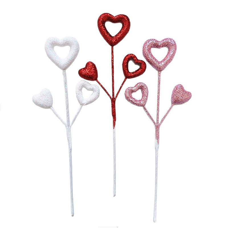 Valentine's Day love cuttings foam love glitter flower branches wedding festival party venue decoration supplies