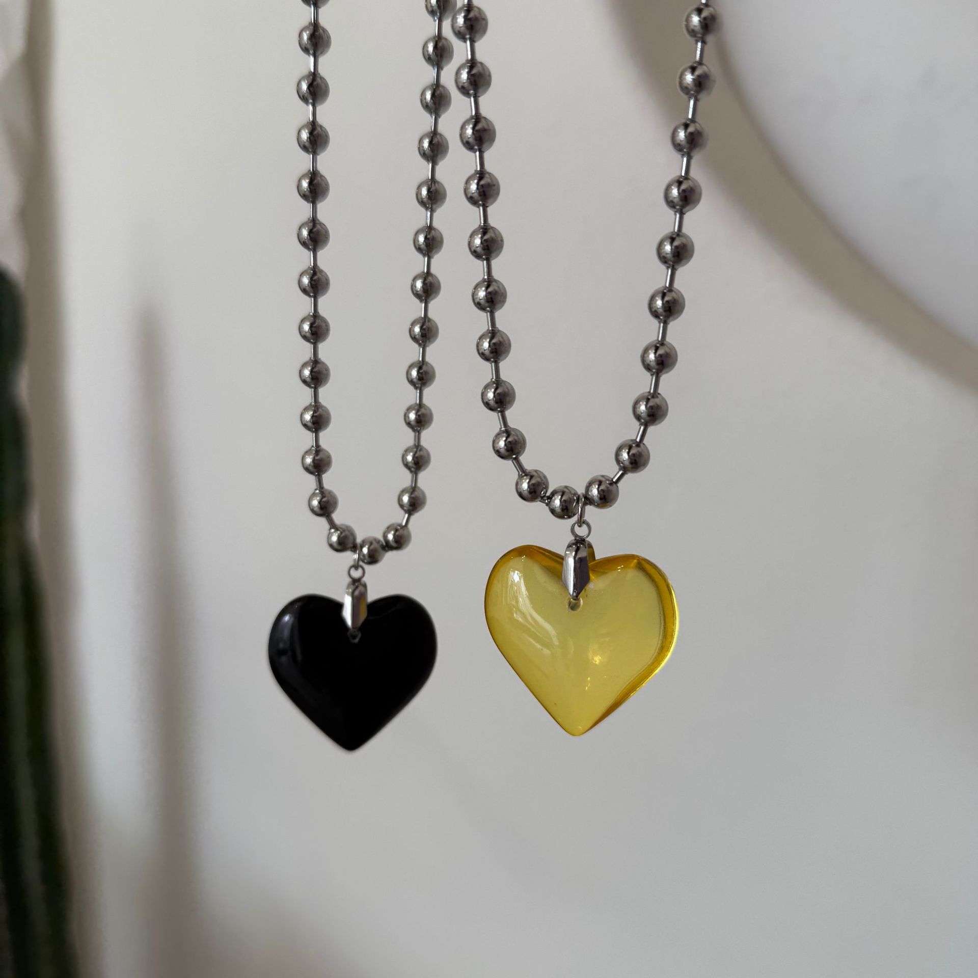 Sweet Cool Style Heart Shape Crystal Leather Rope Titanium Steel Ball Chain Cord String Pendant Necklaces Wholesale display picture 9