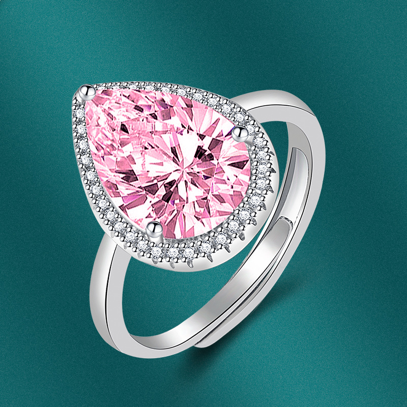 Fashion Water Droplets Copper Inlay Zircon Rings 1 Piece