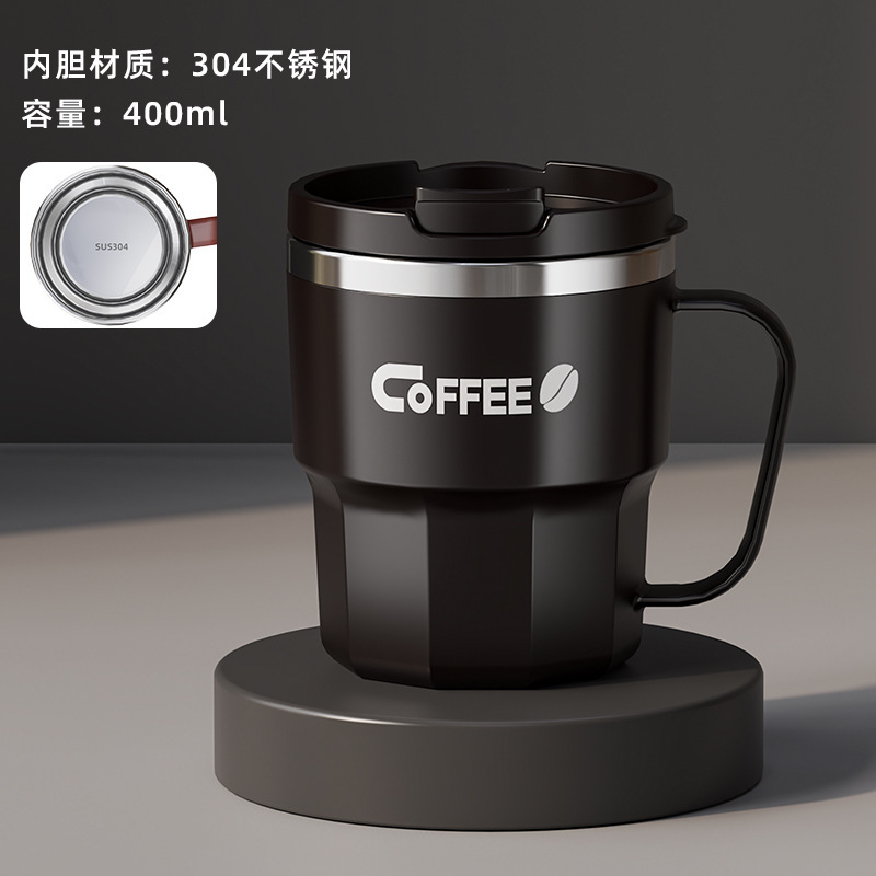 コーヒーカップステンレスマグカップ熱防止断熱カップルカップ蓋付きハンドル付き保温カップ高級|undefined