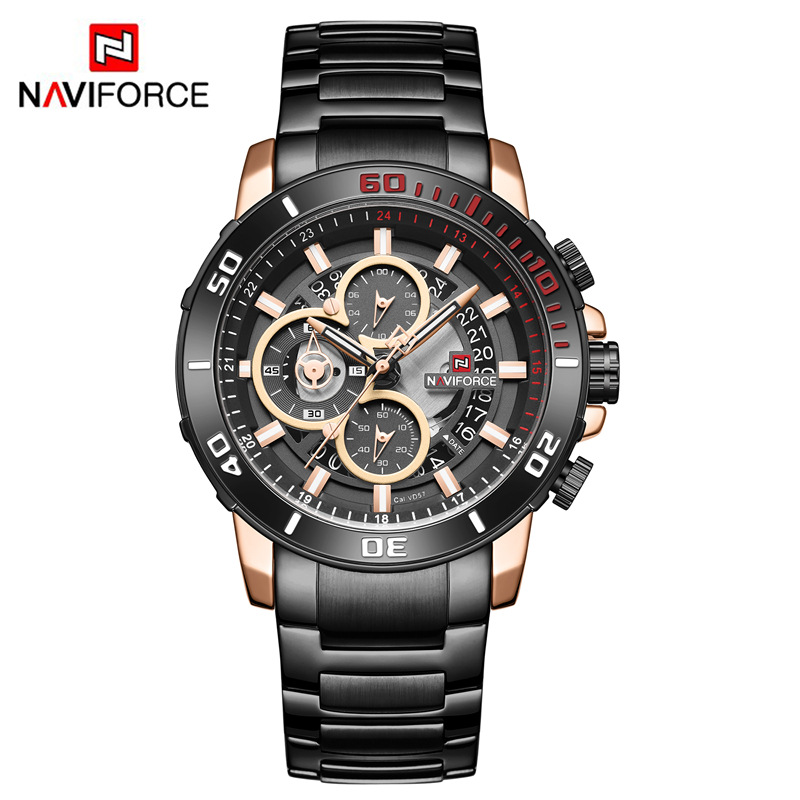 NAVIFORCE Lingxiang 9174 nuevo reloj redondo calendario deportes de Cristal los hombres movimiento cuarzo puntero tipo
