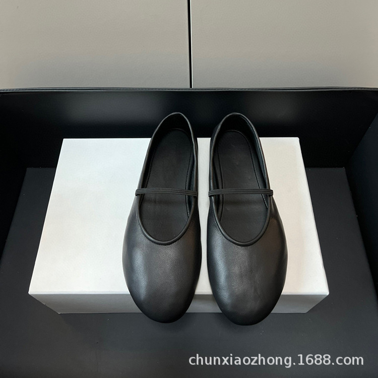 Pure Source Niche Tr New White Lily Sheepskin Ballet Shoes for Women, Simple Flat Comfortable Round Toe Single Shoes Trend