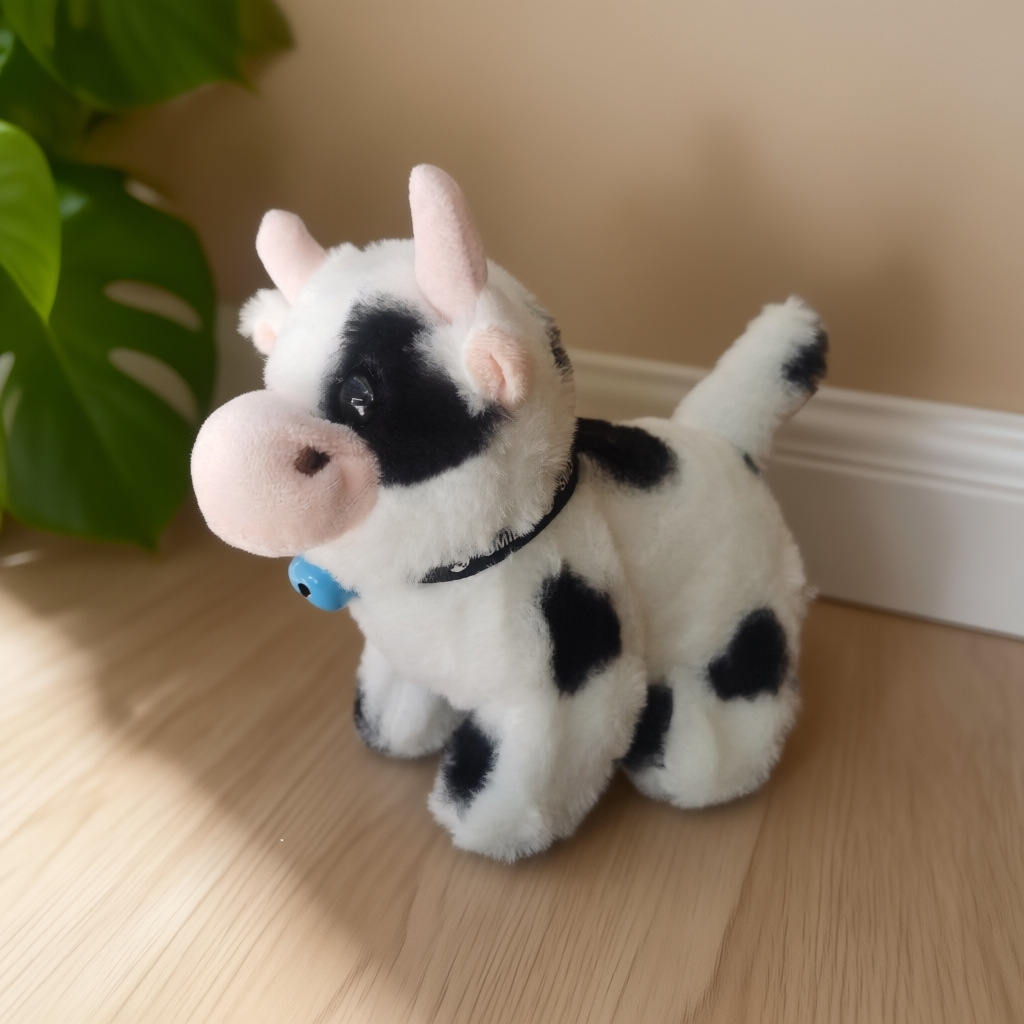 Vaca de Peluche Eléctrica de Felpa y Plástico, Interactiva con Sonido y Movimiento, para Niños