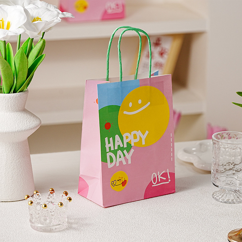 笑颜インスタ风happy dayプレゼントラッピング手提げ袋乙女心笑颜プレゼント袋三八ラッピング袋|undefined