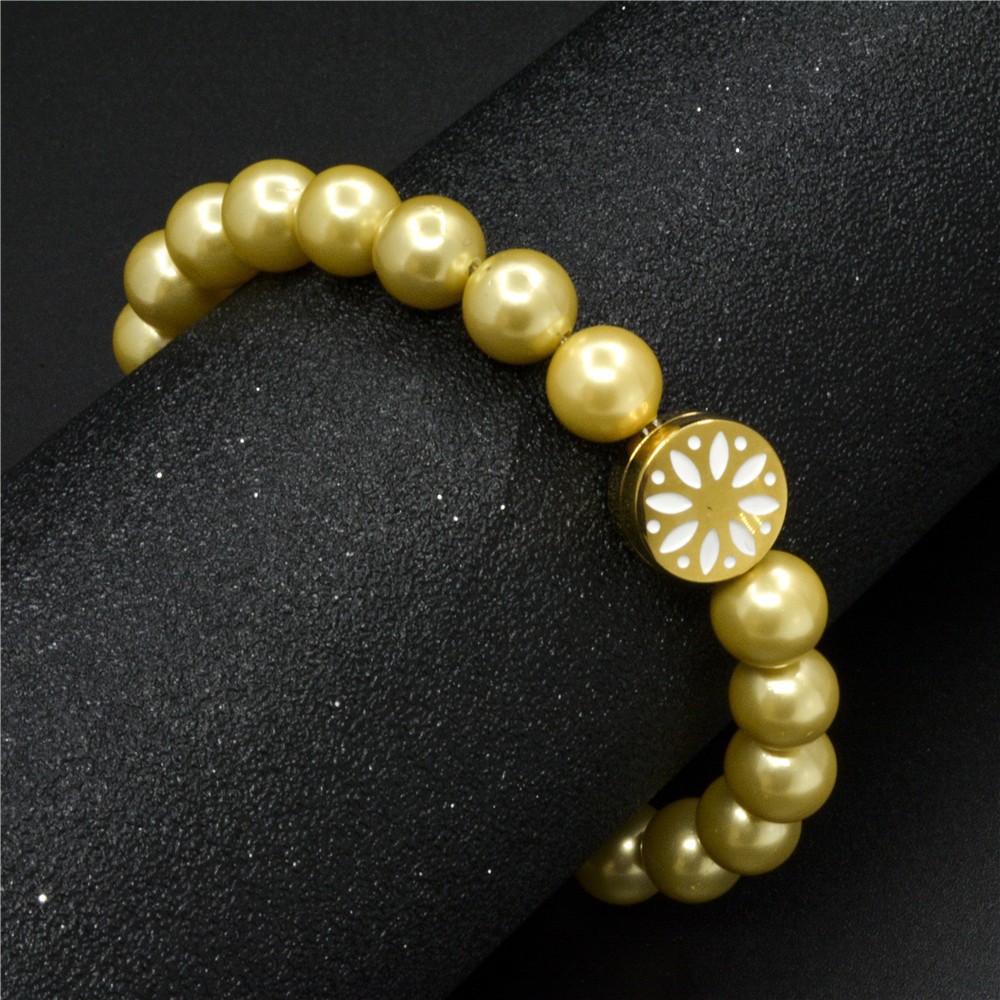 Bracelet de perles minimaliste avec fermoir aimanté en inox_voghion.com