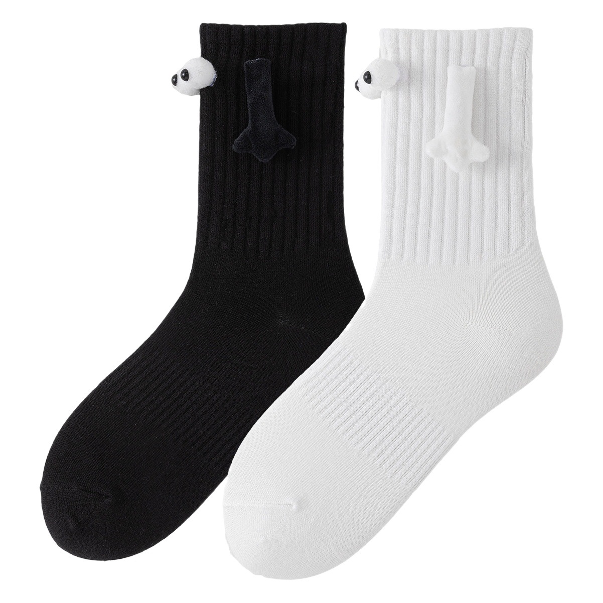 Verano fino TikTok algodón absorbente de sudor hierro piedra media pantorrilla calcetines pareja tirar calcetines tirón magnético manija Linda mano sosteniendo Calcetines