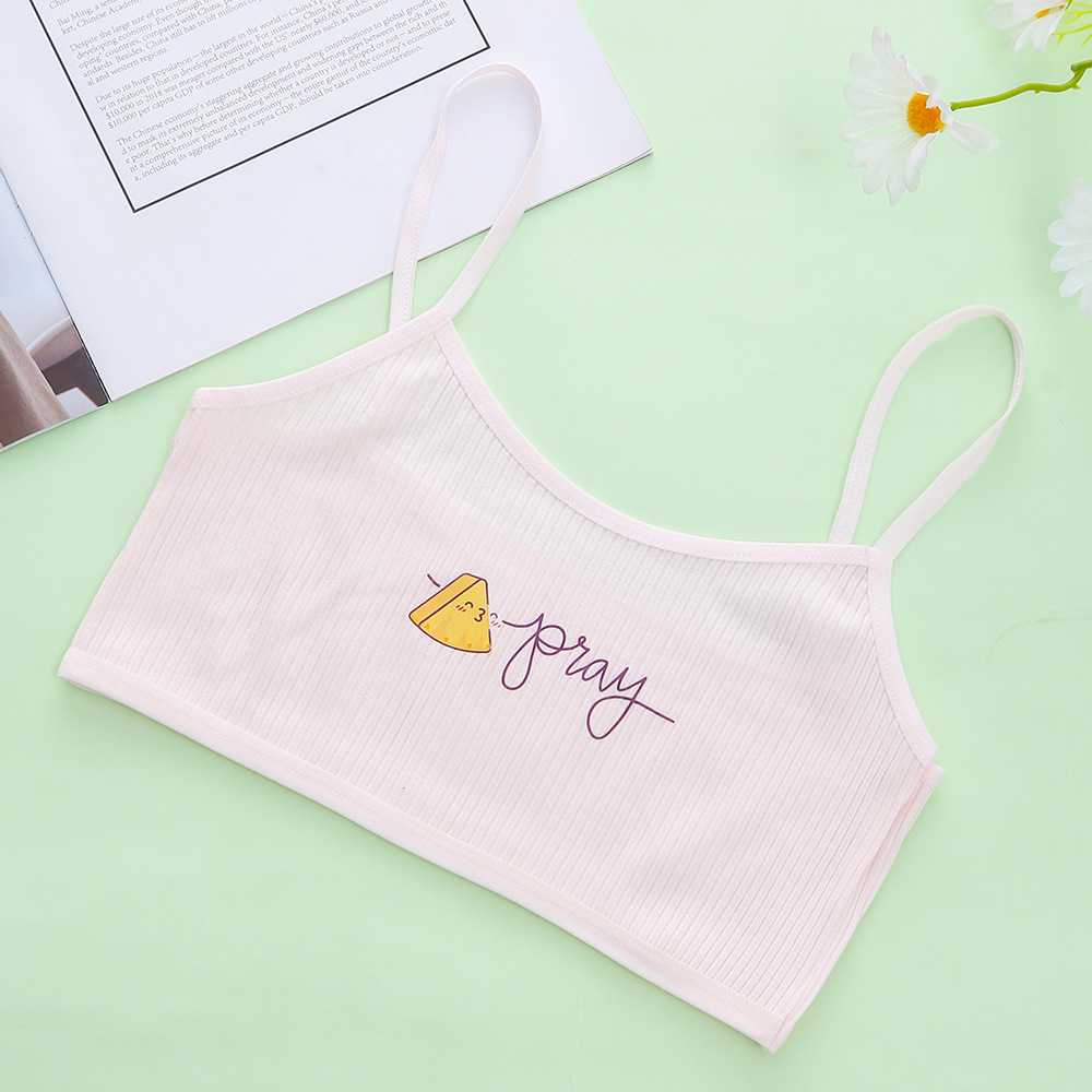 En stock al por mayor de hilo de algodón ropa interior de desarrollo de una sola etapa camisola de una sola capa anti-golpe estudiante de escuela primaria sujetador