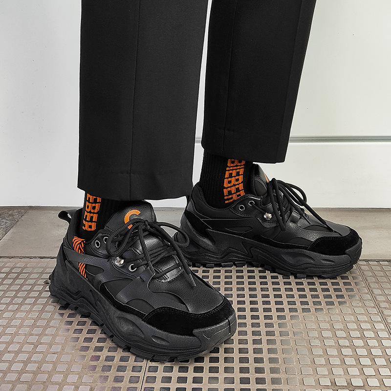 Dad's thick soles, raised height, men's casual sports board shoes, breathable and versatile trendy_voghion.com