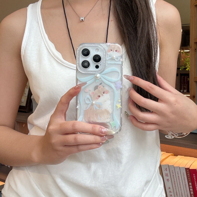 Fun lindo y suave lazo gatito para iphone15 Apple 16ProMax funda para teléfono móvil 13 nuevo 14