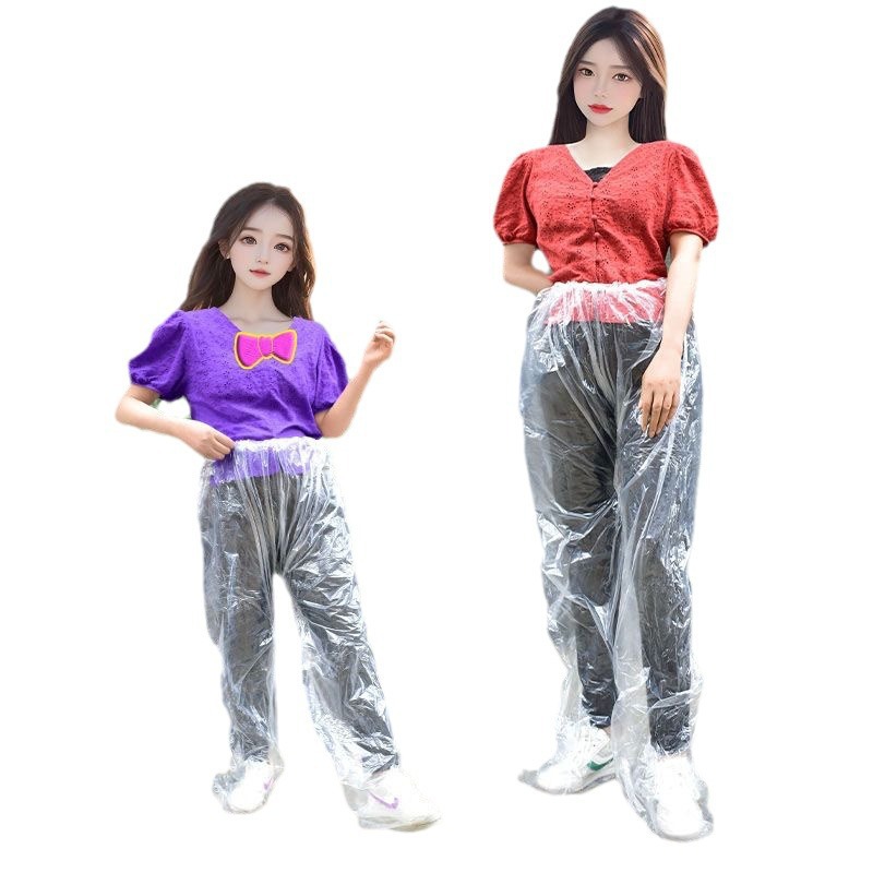 새 허리 길이의 워터 팬츠 절반 길이 두꺼운 초경량 방수 옷 엄마와 어린이를위한 비 바지 작업용 방비 용 레인 바지