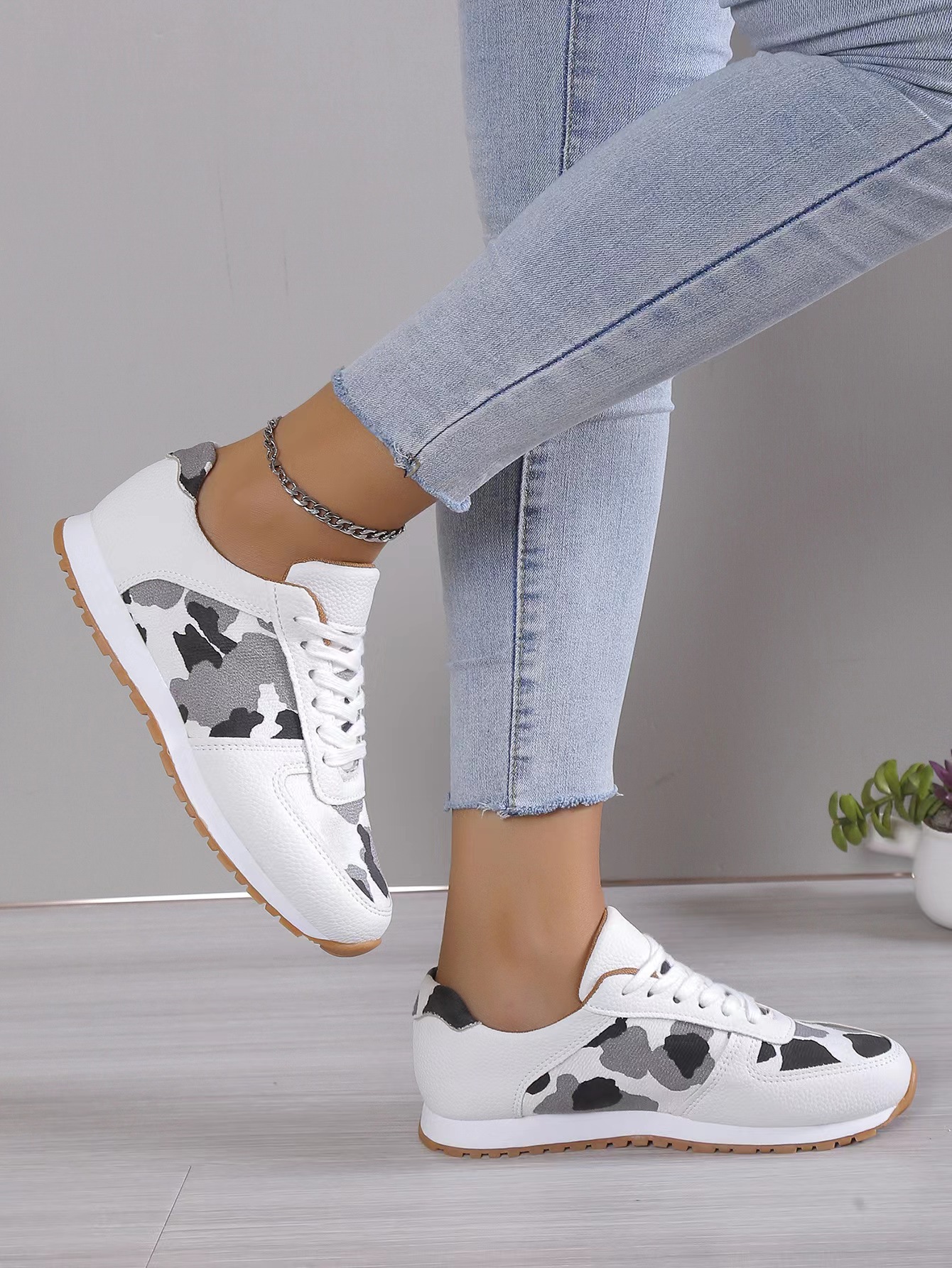 Damen Freizeitschuhe Mit Leopardenmuster Und Dicker Sohle_voghion.com
