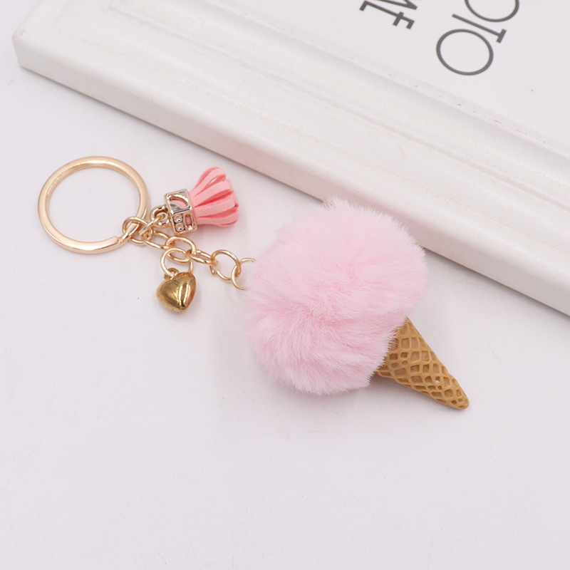 20g Weight Keychain Classification 1 Piece Quantity Holiday, Daily Occasion Imitate rex rabbit fur, Alloy Material Color Block Pattern Women's Gender Sweet, Artistic Style Sweet Artistic Color Block Imitate Rex Rabbit Fur Alloy Women's Keychain 3