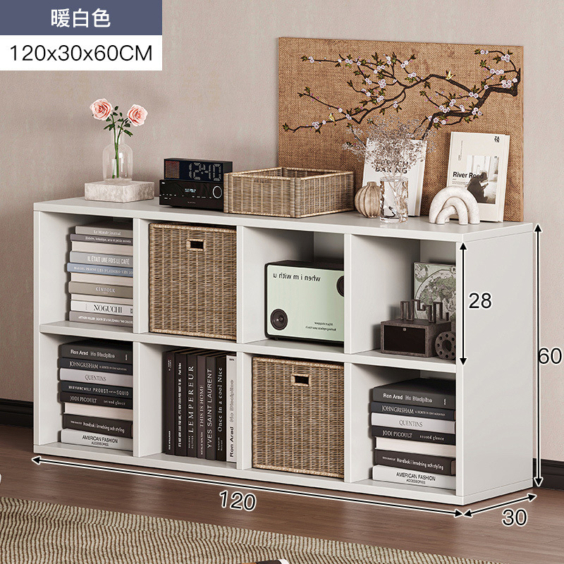 Estantería Estante de piso a techo Estante para libros simple Gabinete a cuadros para el hogar Gabinete de ocho compartimentos Sala de estar Gabinete corto Gabinete de almacenamiento Gabinete de almacenamiento