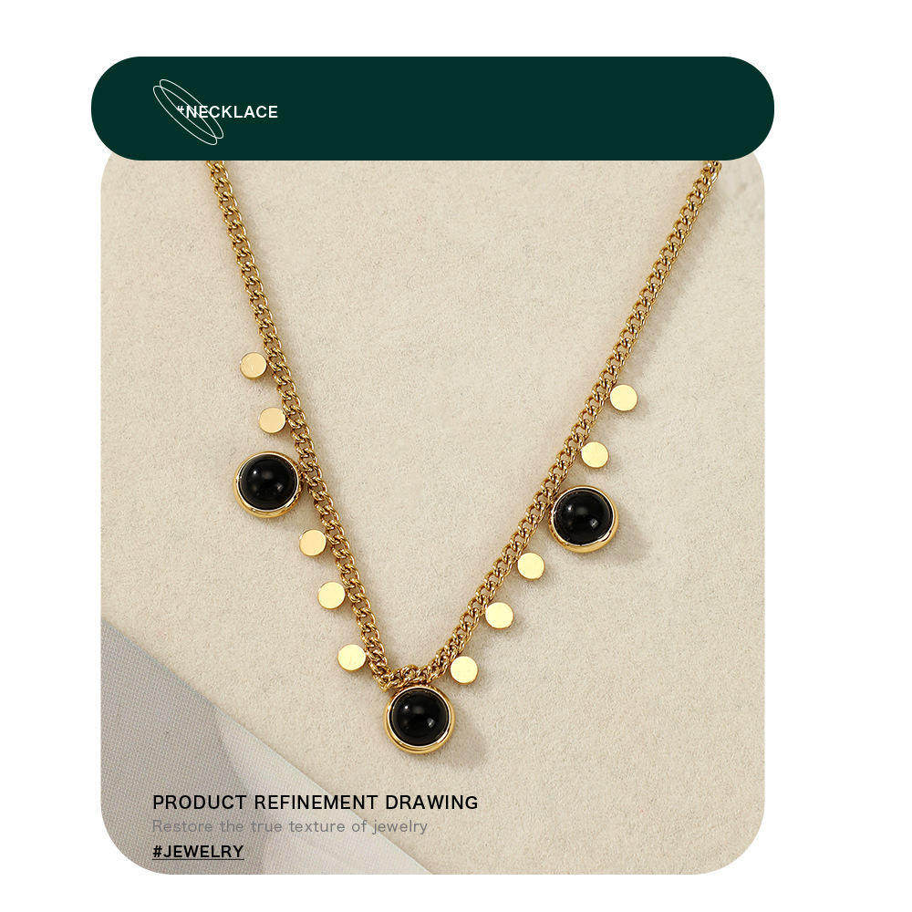 Fashion Geometric Stainless Steel Plating Natural Stone Necklace 1 Piece