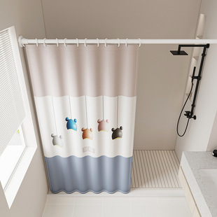 Bathroom Waterproof Cloth Shower Shower Curtain suit Punch-free suit Bath Bathroom Curtain Door Curtain Partition Curtain Curtain