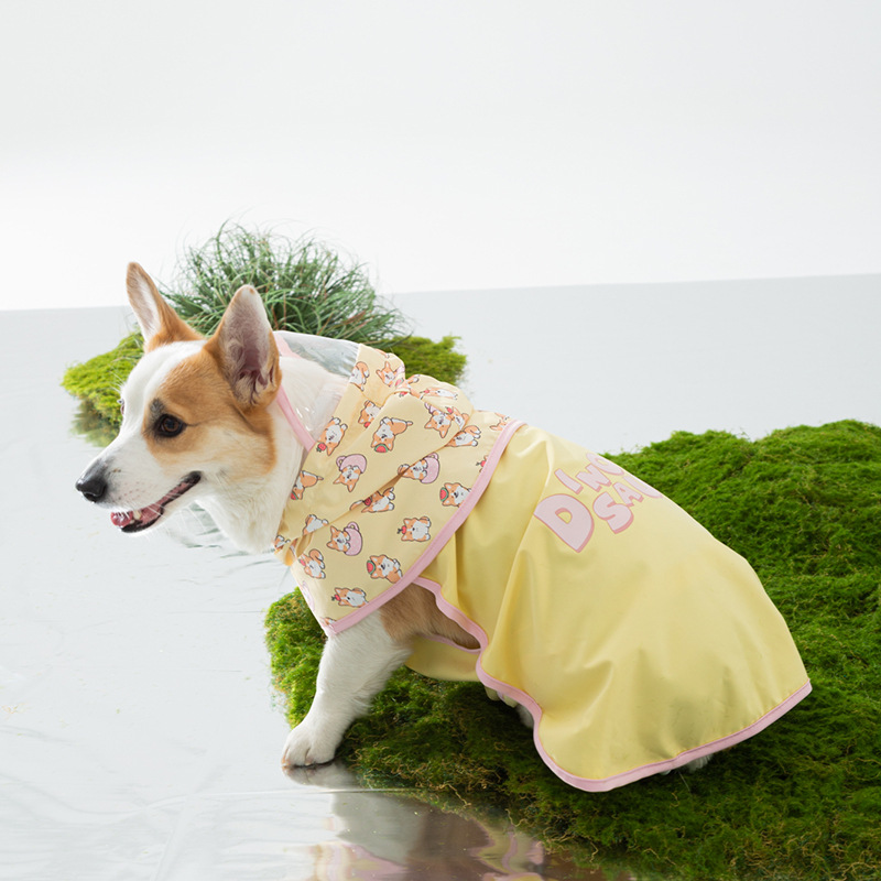 Corky Dog Full Color Imprint Corky Raincoat Pequeño día lluvioso ropa impermeable para perros de mascotas