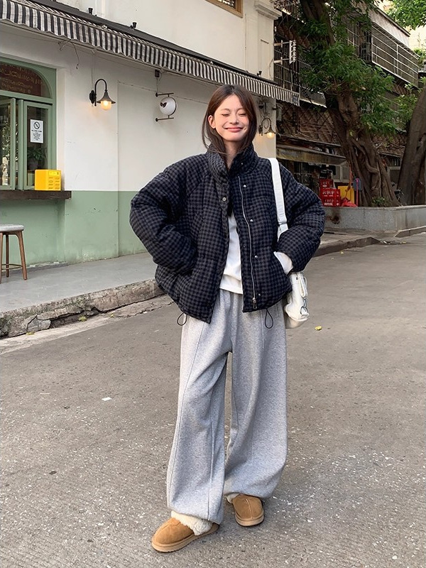 复古格子棉服女冬季新款轻薄宽松保暖小个子高级感外套上衣潮|undefined