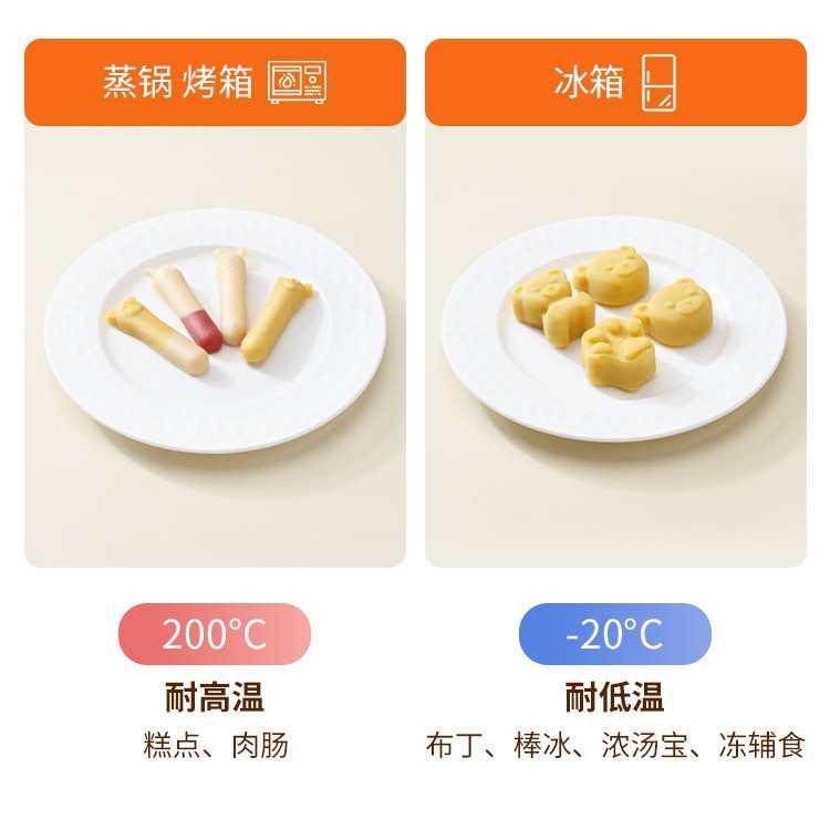 Alimentos suplementarios para bebés pastel al vapor molde de silicona para niños salchichas de dibujos animados pastel de arroz herramientas de salchichas al vapor resistentes a altas temperaturas Yangjiang