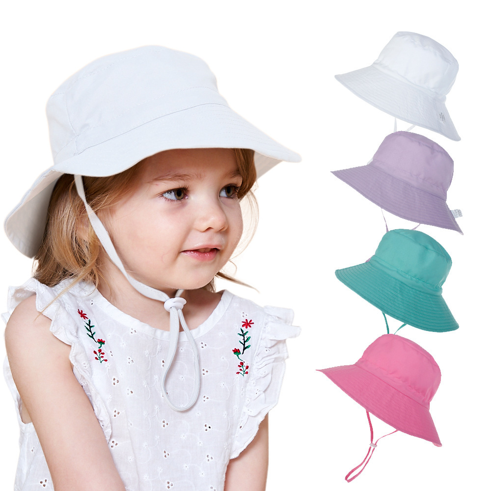 Children Unisex Cute Solid Color Flat Eaves Sun Hat display picture 1