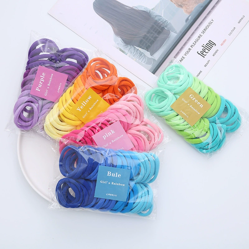 Elastic Korean Hair Rope, Gradient Colors, Soft Stretch Scrunchie, 15 cm Pack