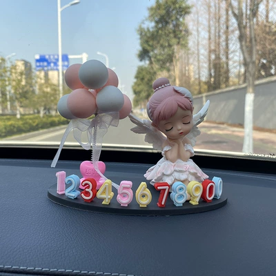 Car temporary parking car moving cartoon cute phone number plate car car moving card decoration supplies (Nömrəli dayanma kartı) - color-parking-sign-pink-ballet-pink-and-white-shaking-head-balloon