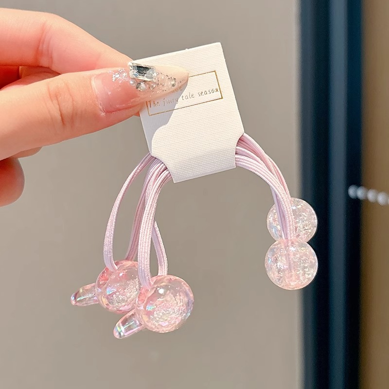 Niños cuerdas de cabello de cola de caballo alta anillo de cabello femenino de alto nivel doble cuerdas de cabello adorable adornamiento de cabello de bebé color conejo banda de goma