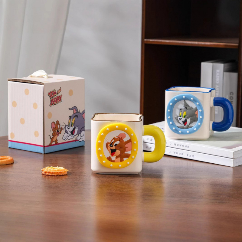 Gato y ratón tazas de cerámica tazas de pareja tazas de agua refrigerador tazas de regalo de cumpleaños para chicas lindas tazas de dibujos animados