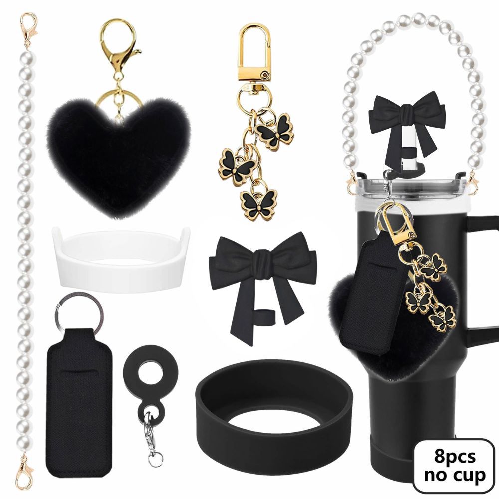 Accesorios de taza Stanley colgante de cuerda de mano flor de silicona gorra de paja de peluche colgante de taza cadena de taza de color cubierta de taza