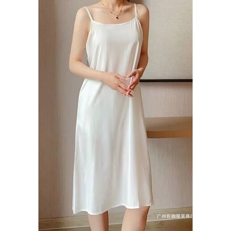 Cotton Anti-See-Through Underskirt for Women, Qipao, Hanfu, Anti-Exposure Inner Wear, Loose Lining Skirt, White Camisole Dress, Dress