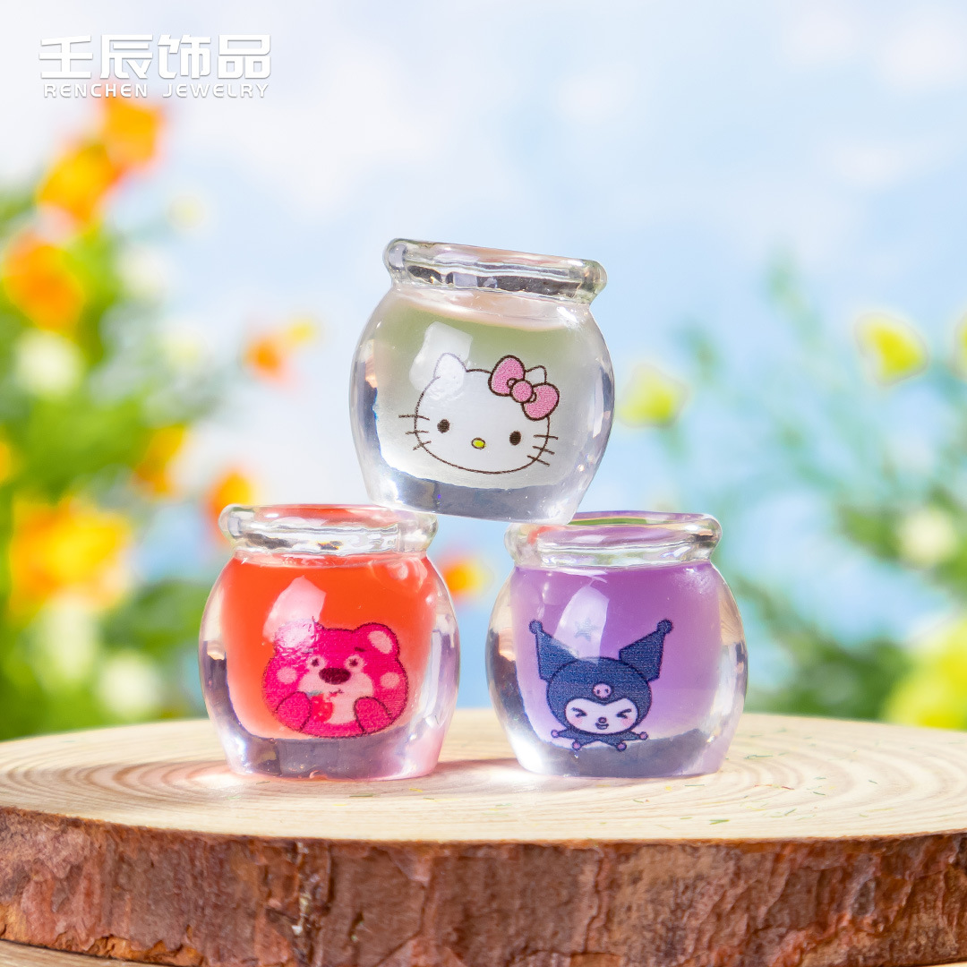 Cartoon Mini Honey Pot Luminous Sanrio Stereo Accessories Handmade Cream Glue Accessories Resin DIY Jewelry Hairpin