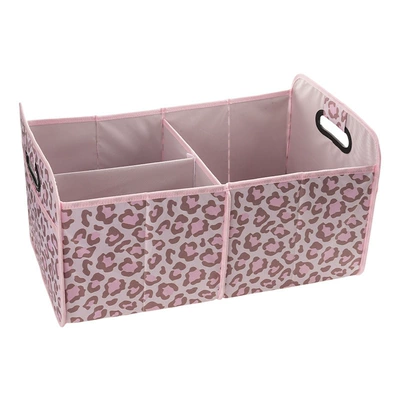 Cross-Border Leopard Print Car Storage Box Multi-Functional Car Folding Storage Box Oxford Cloth Car Trunk Storage Box (Car storage bag/box) - trunk-storage-bag-leopard-print-pink