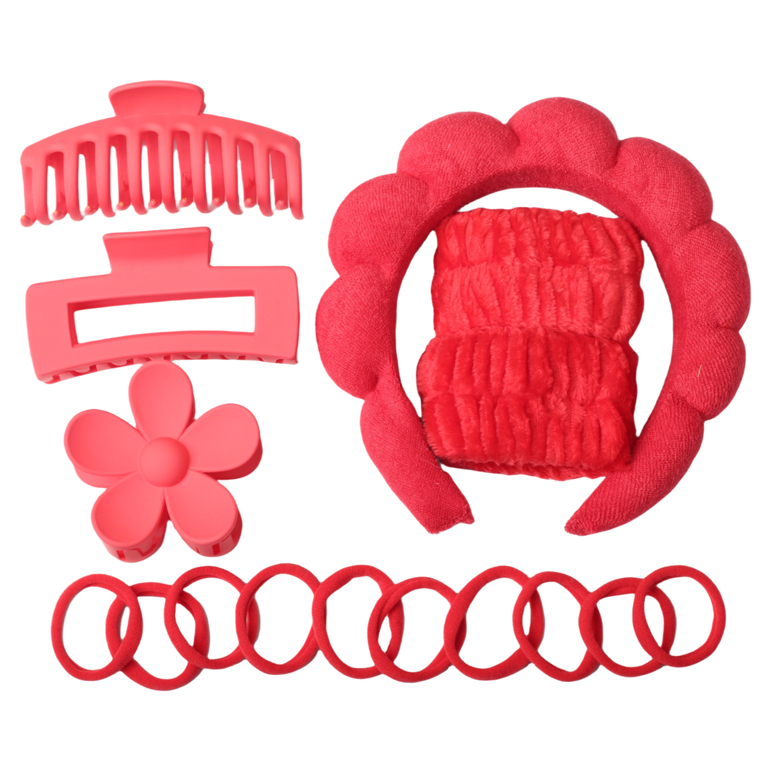 Diadema de nube de giro de esponja transfronteriza, pulsera de lavado de cara, anillo para el cabello de nailon, juego de pinzas de plástico grande, accesorios para el cabello image 13