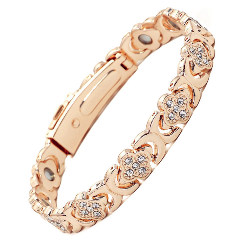European and American Cross-Border Popular Magnet Bracelet Fashion Light Luxury Clover Diamond Watch Buckle Magnet Bracelet Bracelet for Women