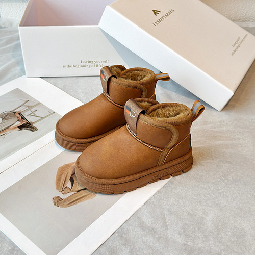 Children's snow boots, waterproof winter cotton shoes and velvet cotton boots, boys 'winter shoes, warm shoes, winter thick fur shoes,