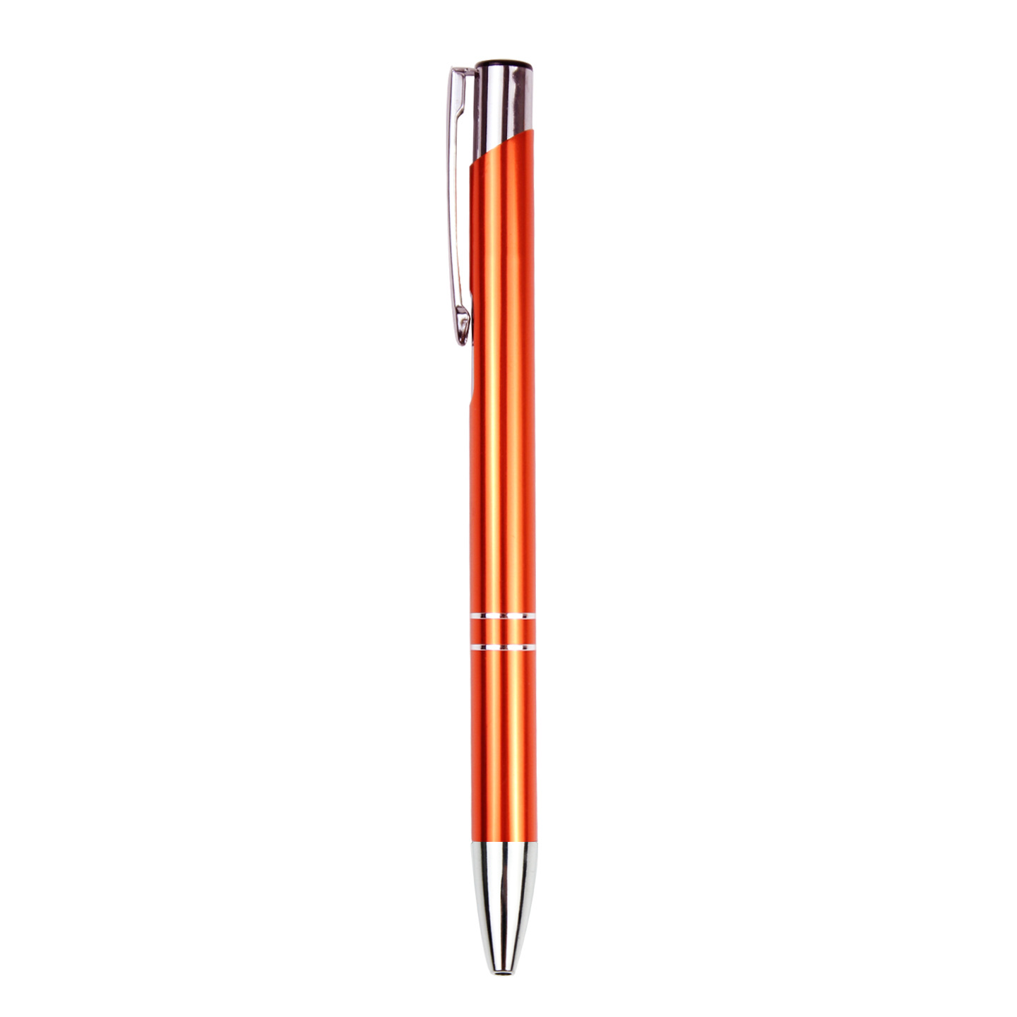 Bolígrafo metálico retráctil en stock con punta inclinada, cuerpo de aluminio, bolígrafo de punta redonda, logotipo personalizable, grabado publicitario, branding, regalo empresarial, bolígrafo de tinta a base de aceite.