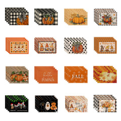 ハロウィーン要素パターンプリントテーブルマットお化け祭り雰囲気テーブルドレスリネンテーブルマット食器断熱マット