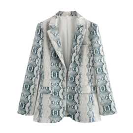 2024夏wish亚马逊eBay蛇纹长袖女士西装外套西服