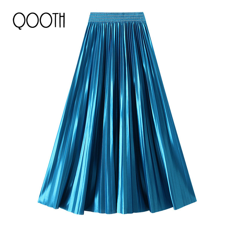Cross-Border Hot Spring and Summer New Glossy High-Waisted Pleated A-Line Slim Long Skirt for Women Cross-Border Hot Spring and Summer New Glossy High-Waisted Pleated A-Line Slim Long Skirt for Women