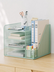 Desktop File Storage Rack Office Folder Storage Box Metal Bookend File Rack Multi-Layer File Rack