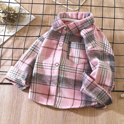 Men's and Women's Children's Vintage Plaid Long Sleeve Autumn Collar-Up Top Coat, Korean Style Kids Clothing