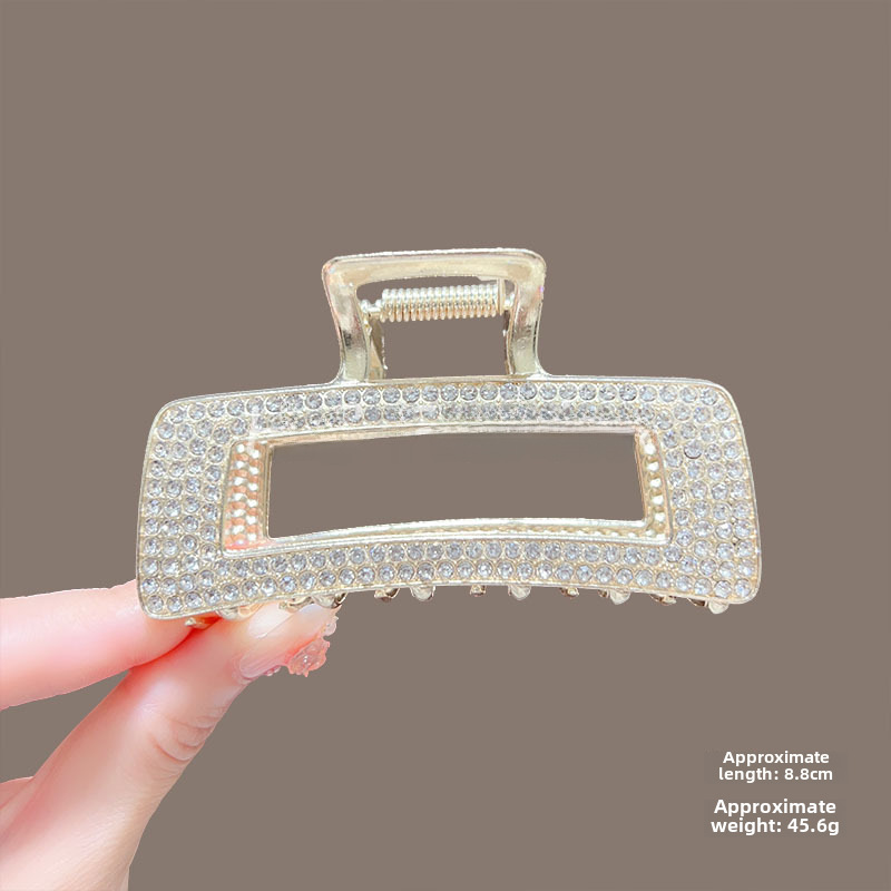 Temperamento Full Diamond Metal Shark Clip Hairpin Back Head Coil Hair Grab Clip Donna Primavera Estate Super Large Clip Copricapo Hair Grab_voghion.com