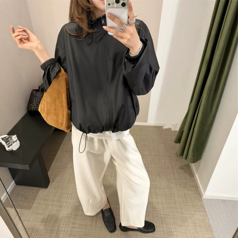 Nanyou Edition 26 Early Autumn NENE~Ultra-thin ROW-style minimalist old money style lambskin stand-up collar zip-up jacket Nanyou Edition 26 Early Autumn NENE~Ultra-thin ROW-style minimalist old money style lambskin stand-up collar zip-up jacket