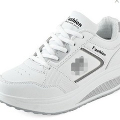 2024亞馬遜獨立站速賣通白色皮面搖搖鞋女松糕坡跟鞋運動鞋