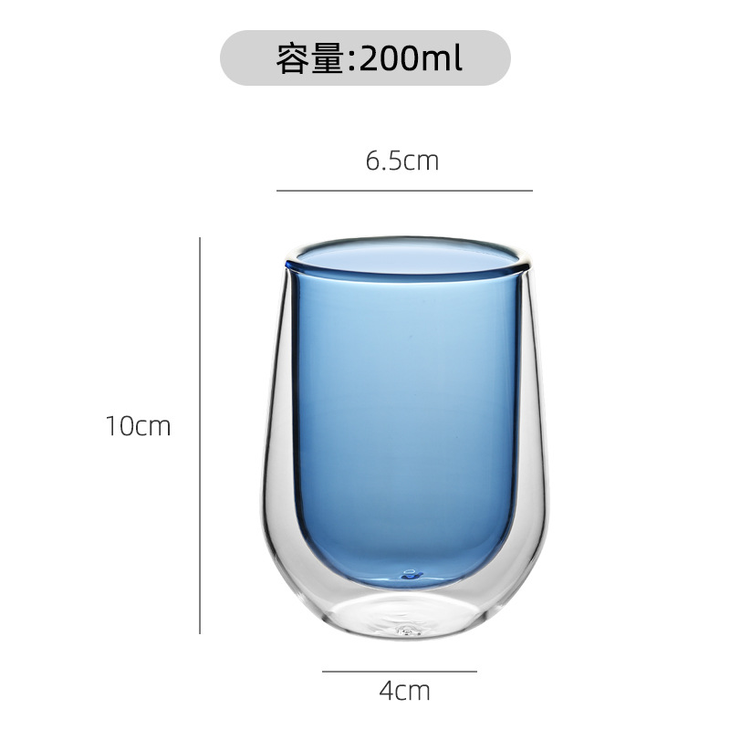 Vaso de vidrio con alto contenido de borosilicato al por mayor, taza de doble capa, taza de agua de vidrio transparente con aislamiento térmico, taza de leche para el hogar, taza de café de vidrio